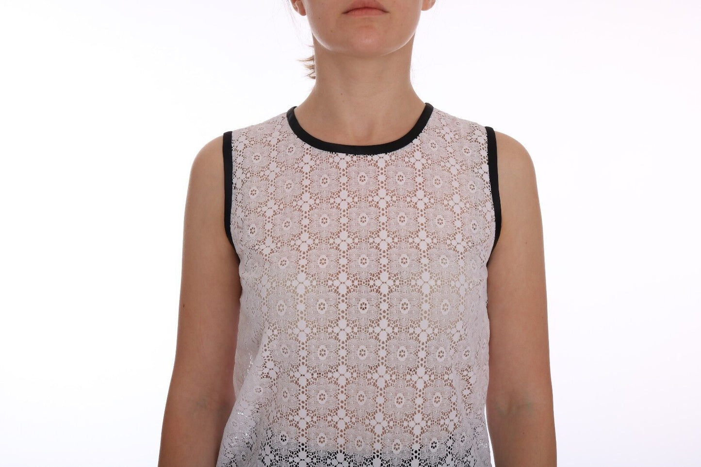 Dolce & Gabbana Elegante camiseta sin mangas de nailon blanco