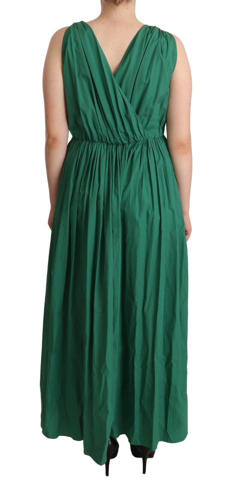 Dolce & Gabbana Elegante vestido evasé sin mangas en verde intenso