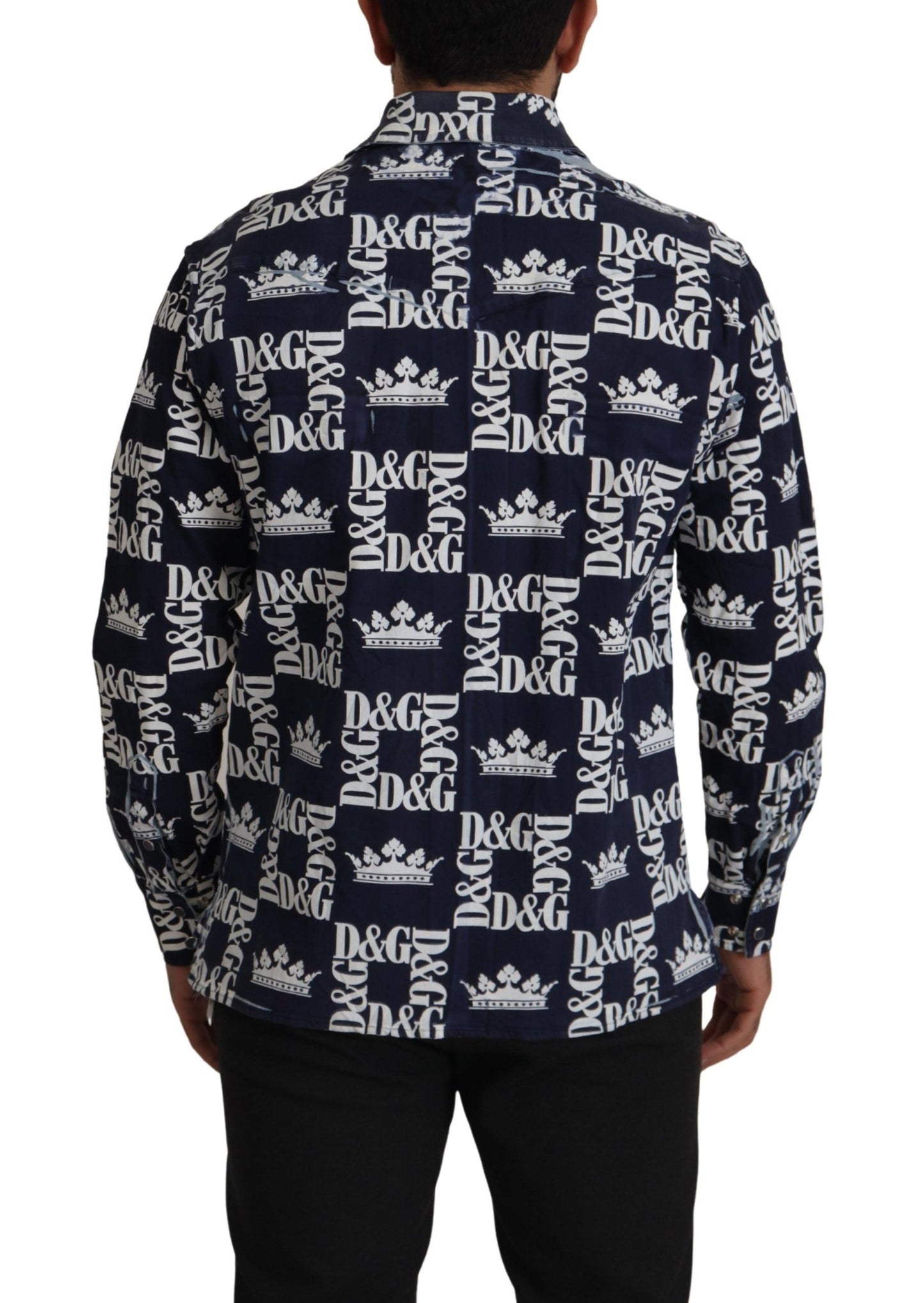 Dolce & Gabbana Camisa elegante con corona azul de corte slim