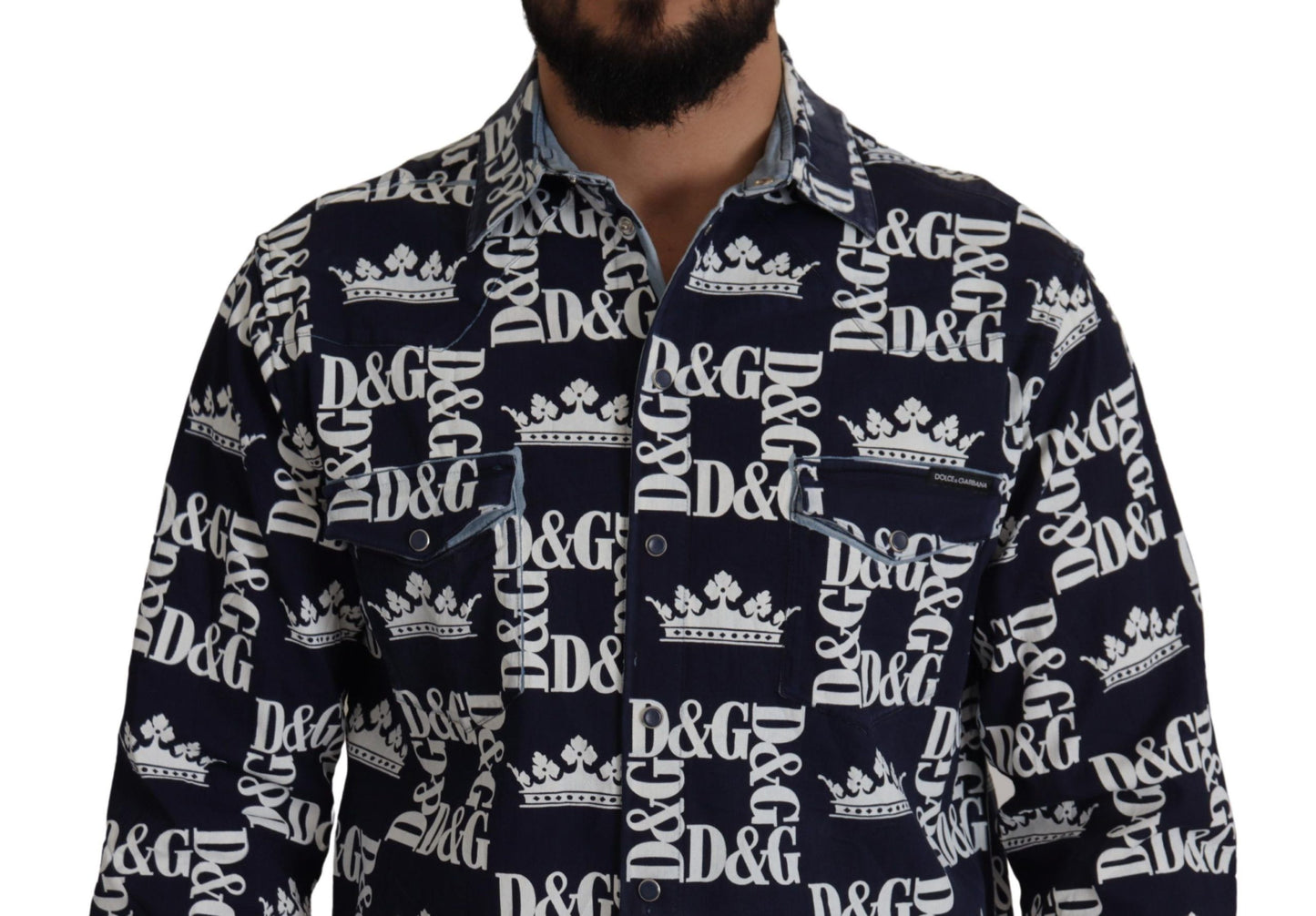 Dolce & Gabbana Camisa elegante con corona azul de corte slim