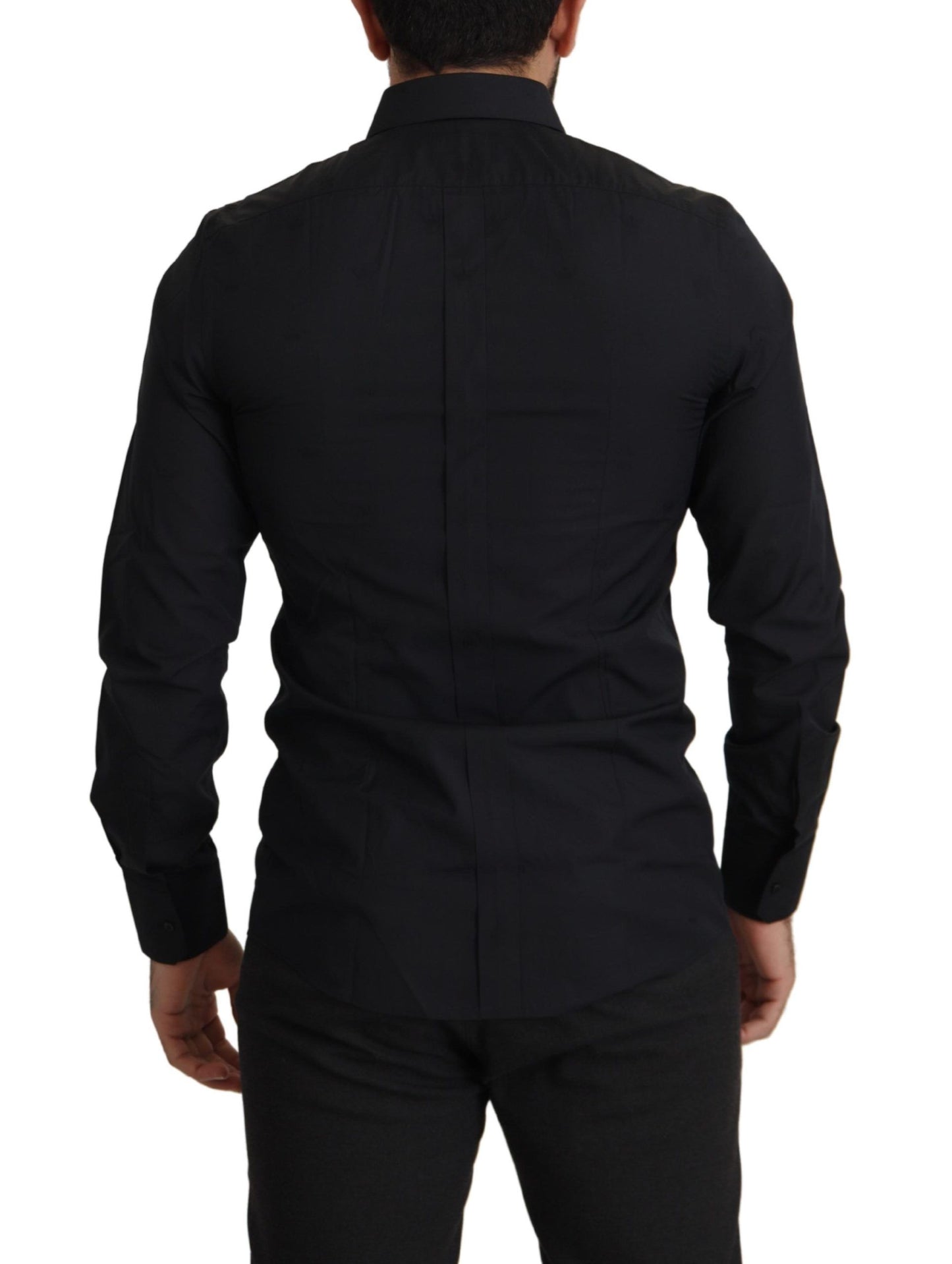 Dolce & Gabbana Camisa de vestir elegante de algodón negra de corte slim