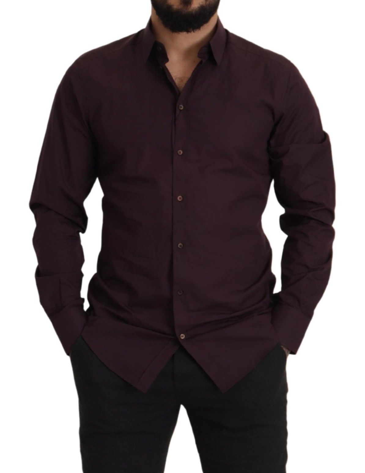Dolce & Gabbana Camisa de vestir de corte slim en color morado real