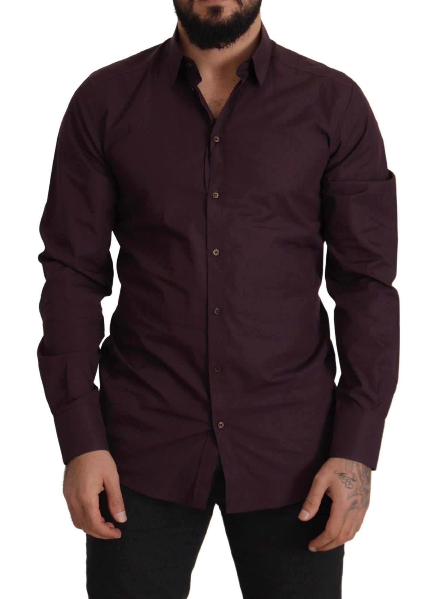 Dolce & Gabbana Camisa de vestir de corte slim en color morado real