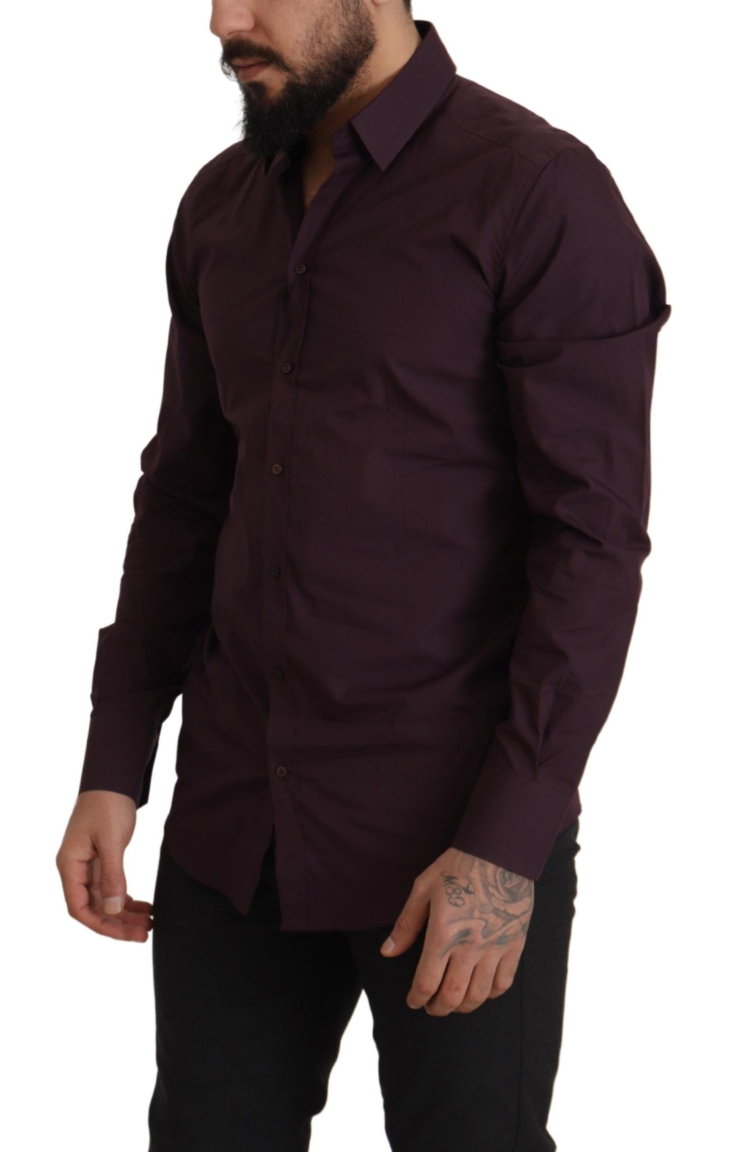 Dolce & Gabbana Camisa de vestir de corte slim en color morado real