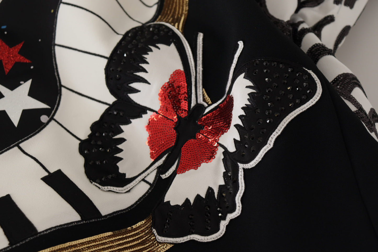 Dolce & Gabbana Falda negra adornada acampanada de cintura alta