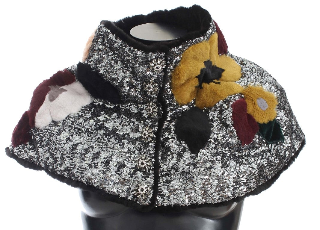 Dolce & Gabbana Bufanda elegante de piel con lentejuelas florales