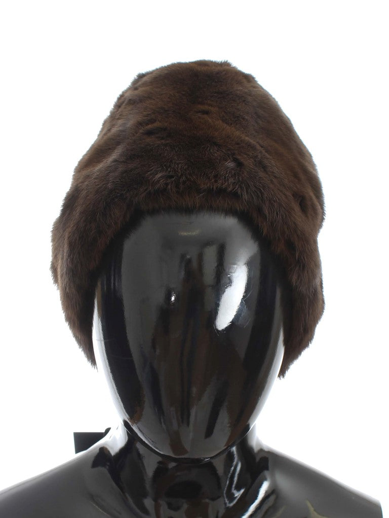Dolce & Gabbana Lujoso gorro de piel de comadreja marrón