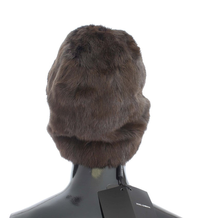 Dolce & Gabbana Lujoso gorro de piel de comadreja marrón