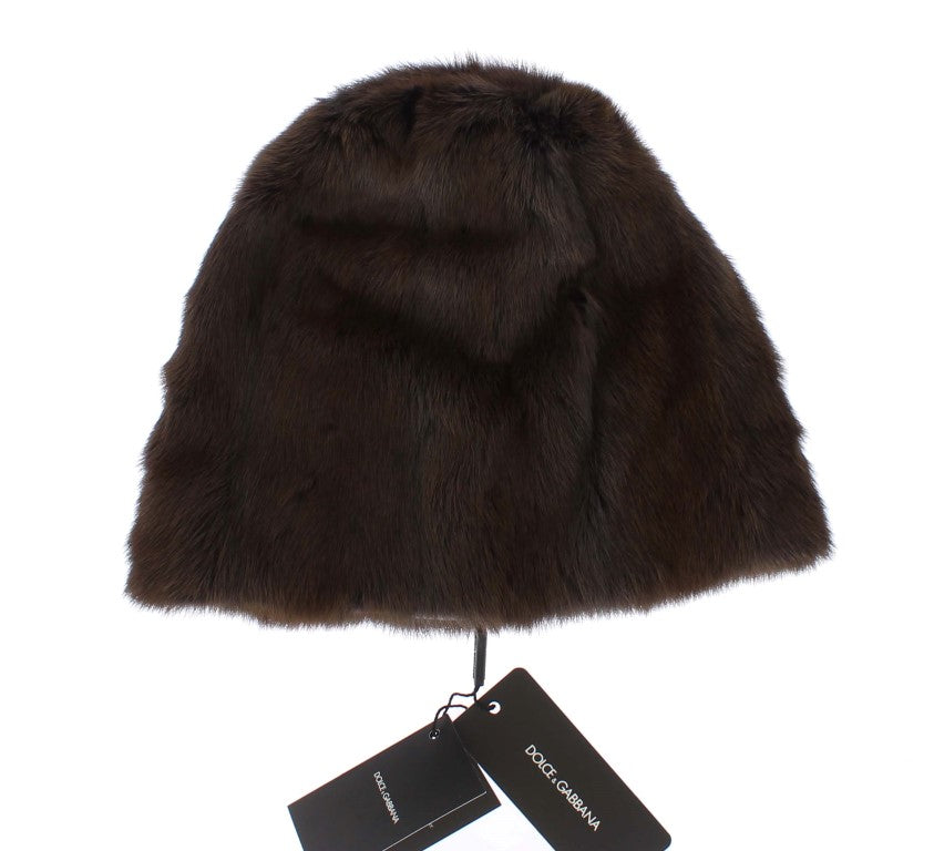 Dolce & Gabbana Lujoso gorro de piel de comadreja marrón