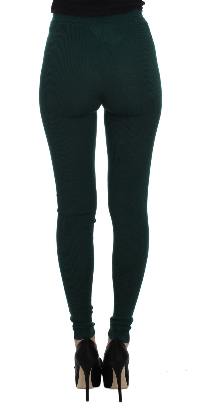 Dolce & Gabbana Pantalones de cachemir de cintura alta Emerald Treasure