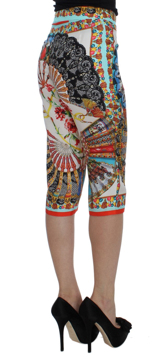 Dolce & Gabbana Pantalón Capri De Seda De Mayólica Multicolor