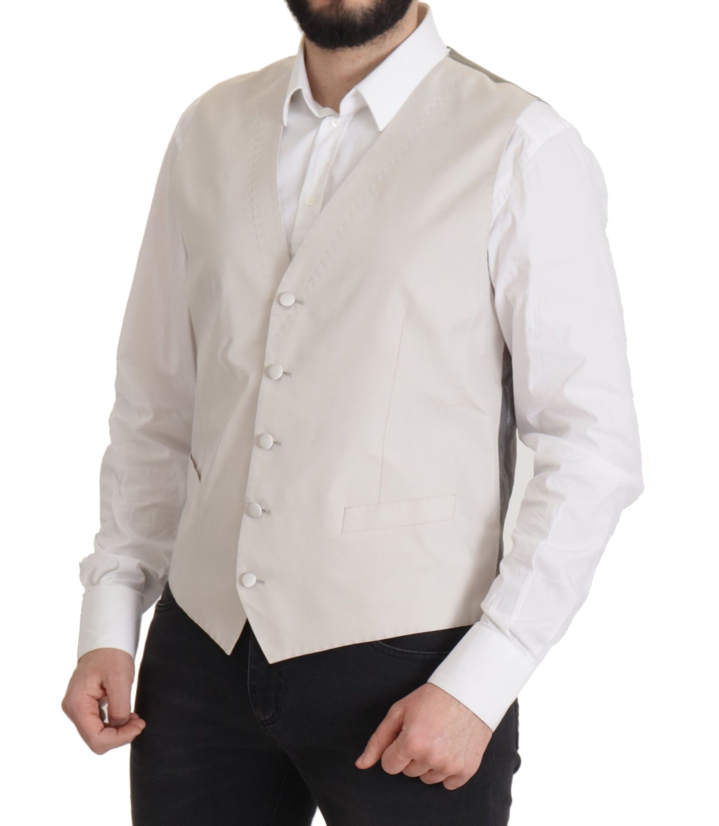 Dolce & Gabbana Elegante conjunto de chaqueta de traje en mezcla de seda gris claro