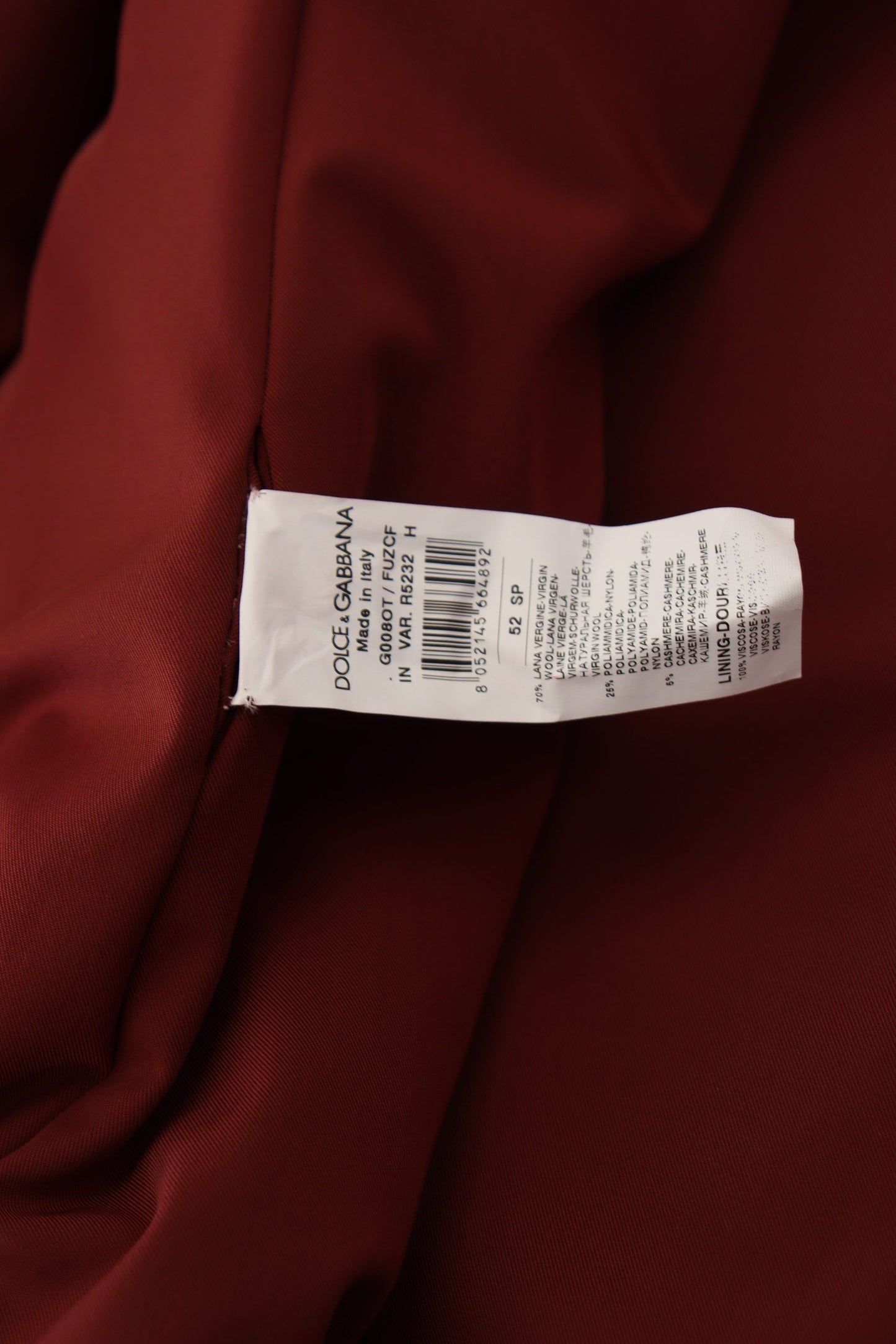 Dolce & Gabbana Elegant Red Double Breasted Wool Jacket – IT52 | L par Dolce & Gabbana | Disponible sur Sandy Store ByNet