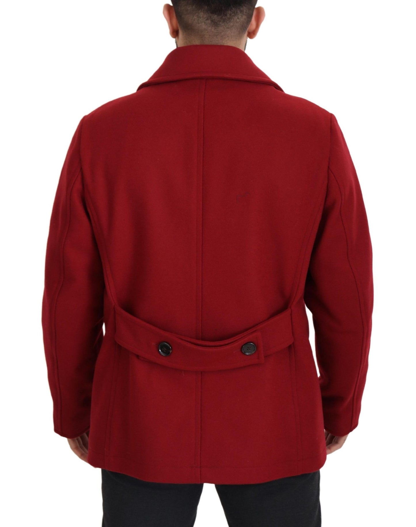 Dolce & Gabbana Elegant Red Double Breasted Wool Jacket – IT52 | L par Dolce & Gabbana | Disponible sur Sandy Store ByNet