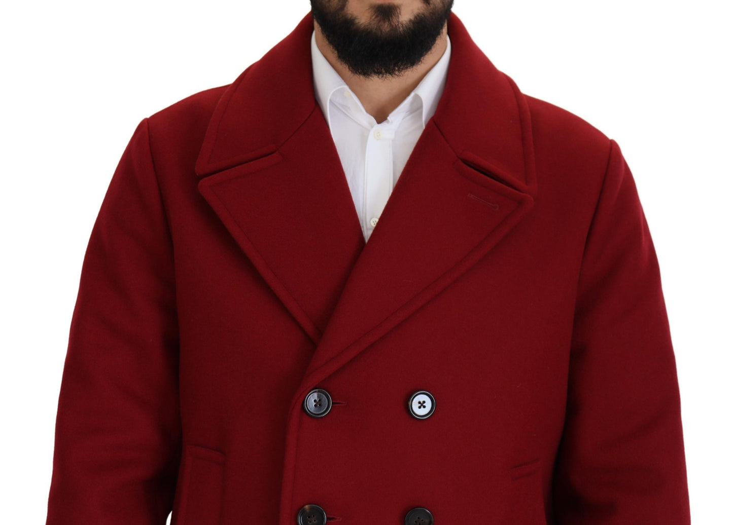 Dolce & Gabbana Elegant Red Double Breasted Wool Jacket – IT52 | L par Dolce & Gabbana | Disponible sur Sandy Store ByNet