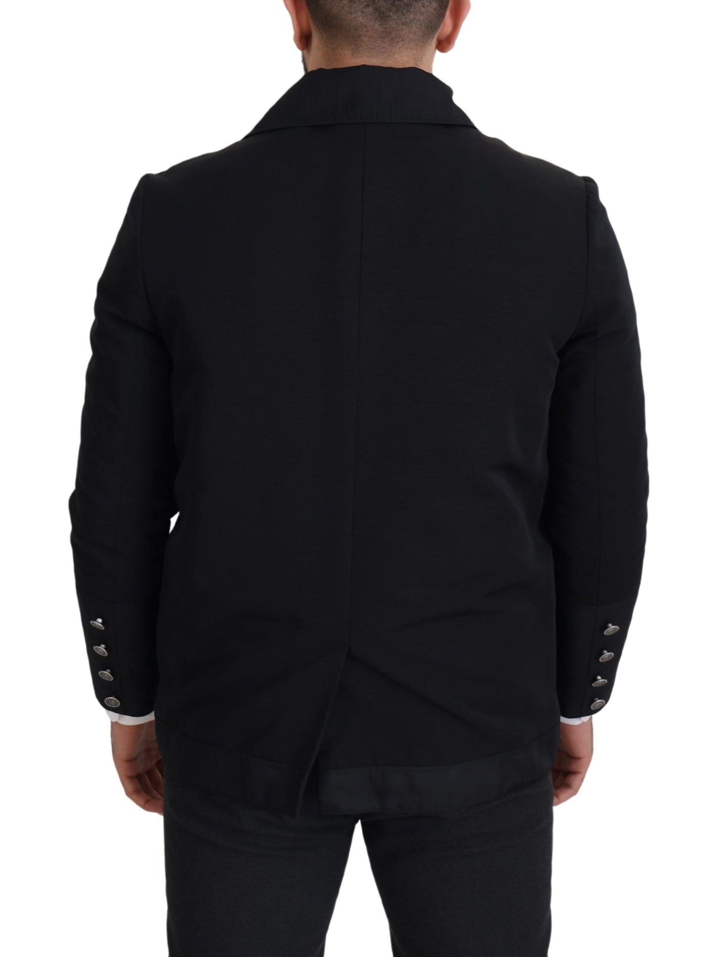 Dolce & Gabbana Elegante chaqueta de mezcla de lana negra con cremallera completa