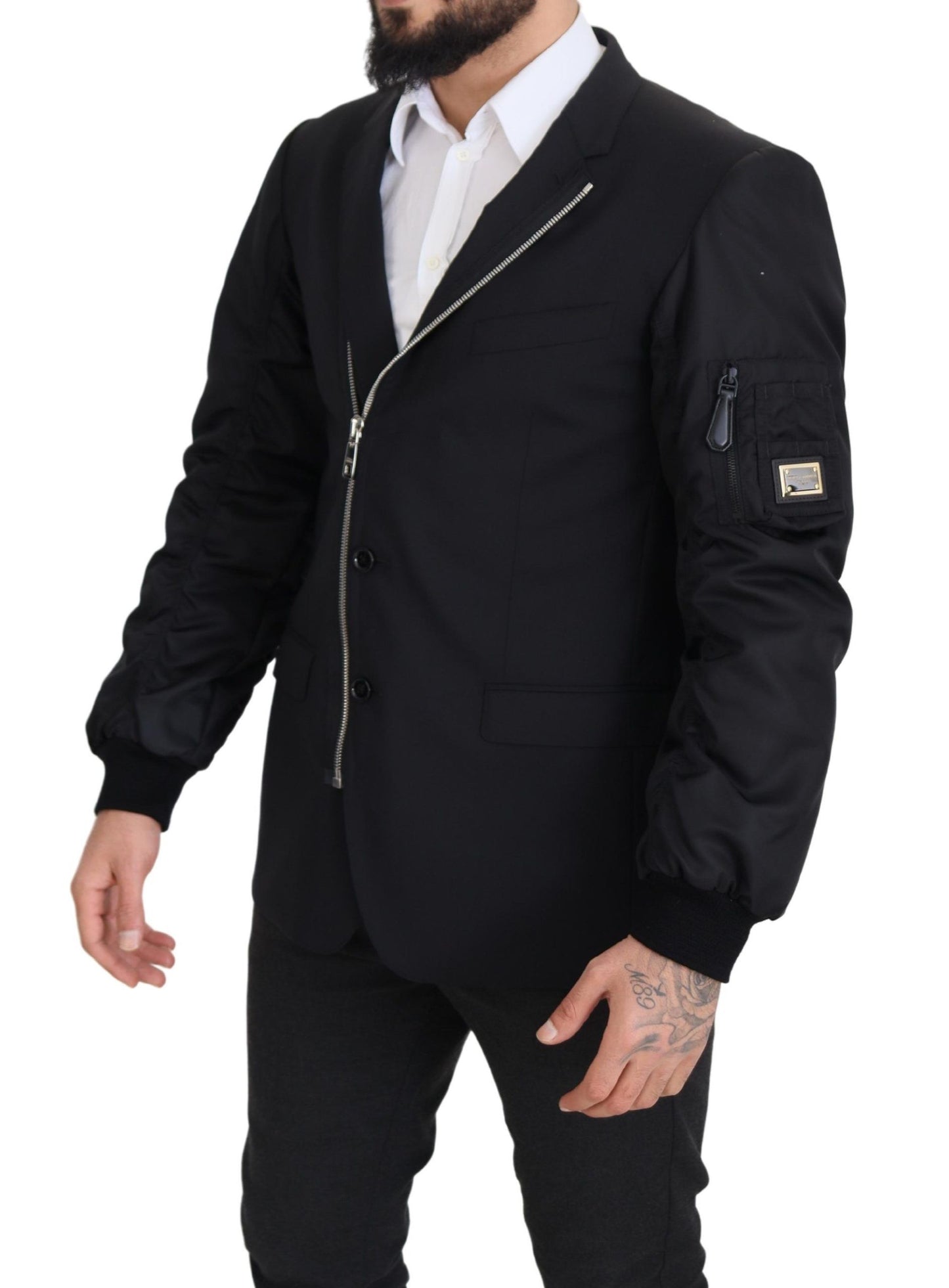 Dolce & Gabbana Elegante Chaqueta De Lana Virgen Negra