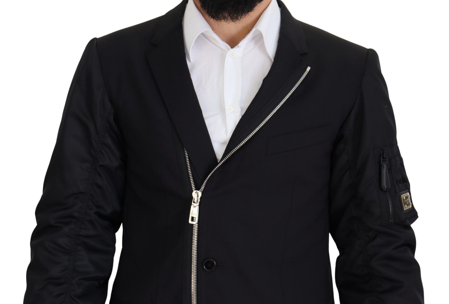 Dolce & Gabbana Elegante Chaqueta De Lana Virgen Negra