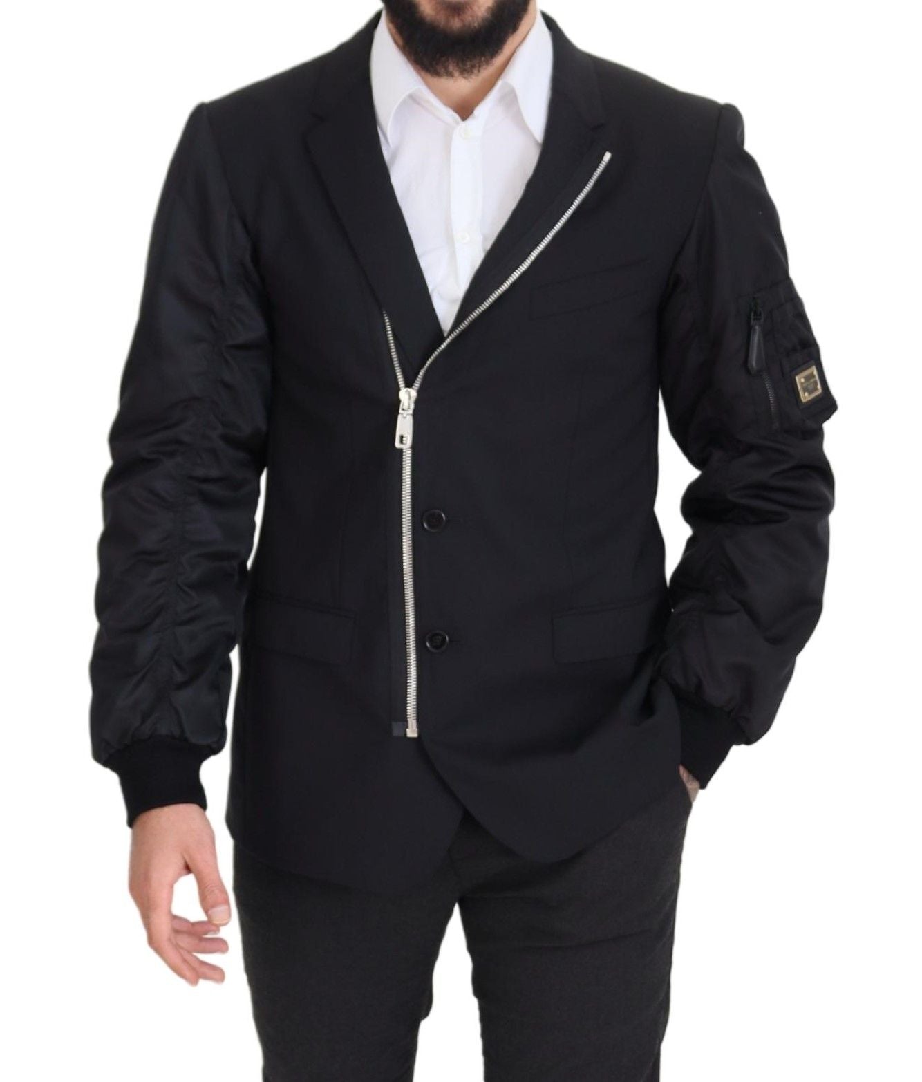 Dolce & Gabbana Elegante Chaqueta De Lana Virgen Negra