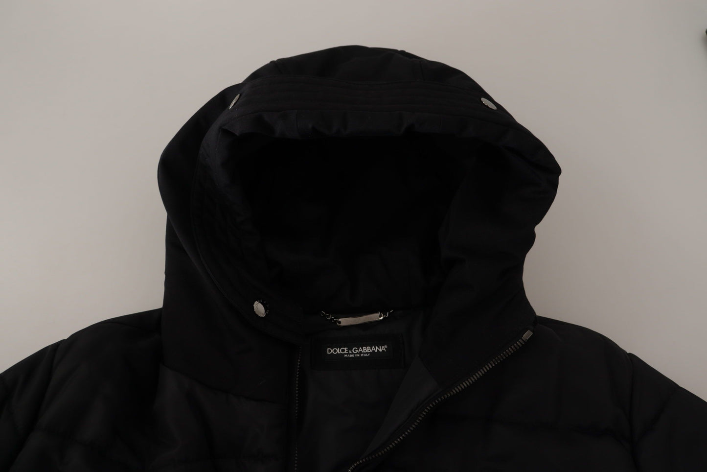 Dolce & Gabbana Elegante chaqueta de invierno parka con capucha negra