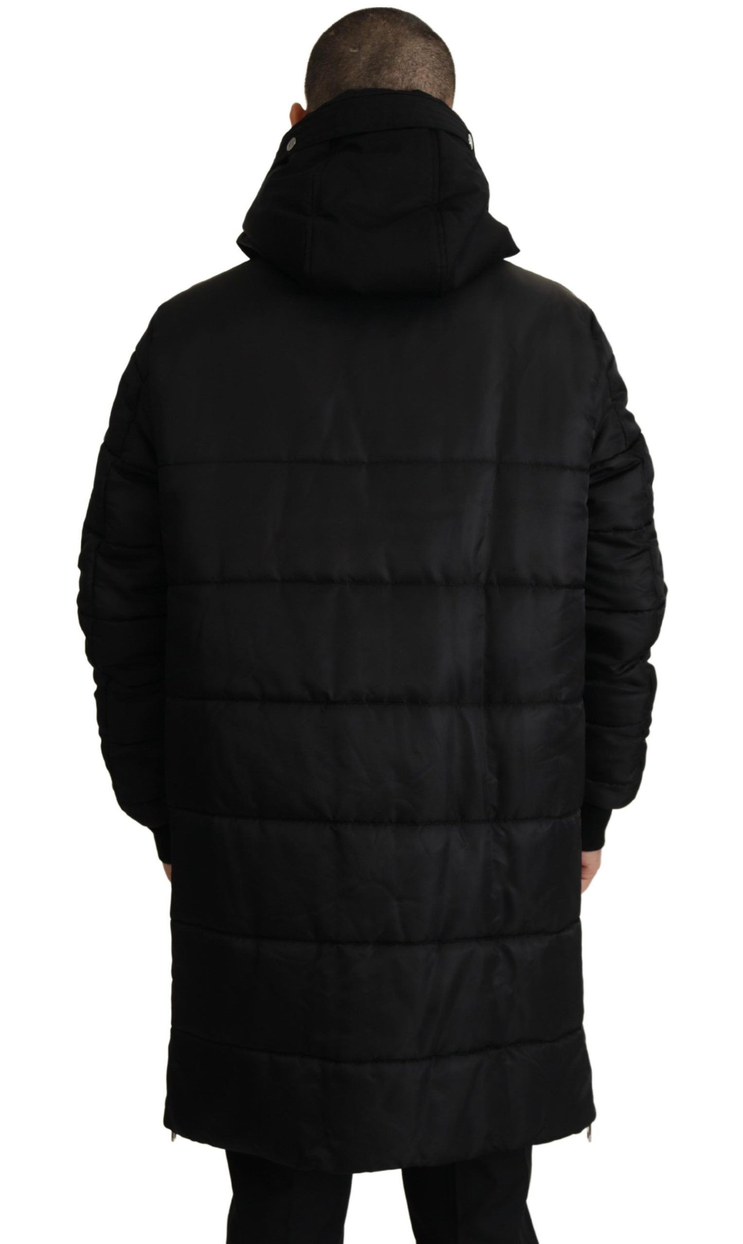 Dolce & Gabbana Elegante chaqueta de invierno parka con capucha negra