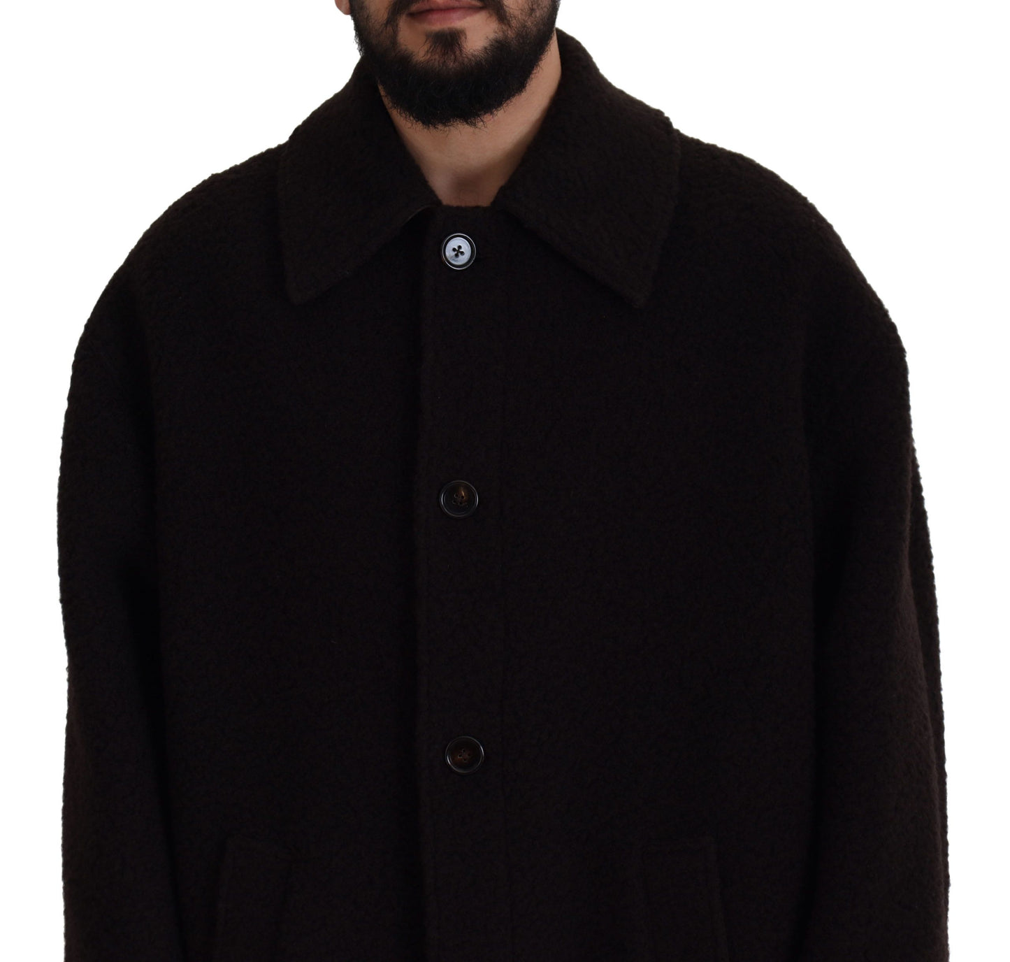 Dolce & Gabbana Elegante chaqueta negra en mezcla de lana de alpaca