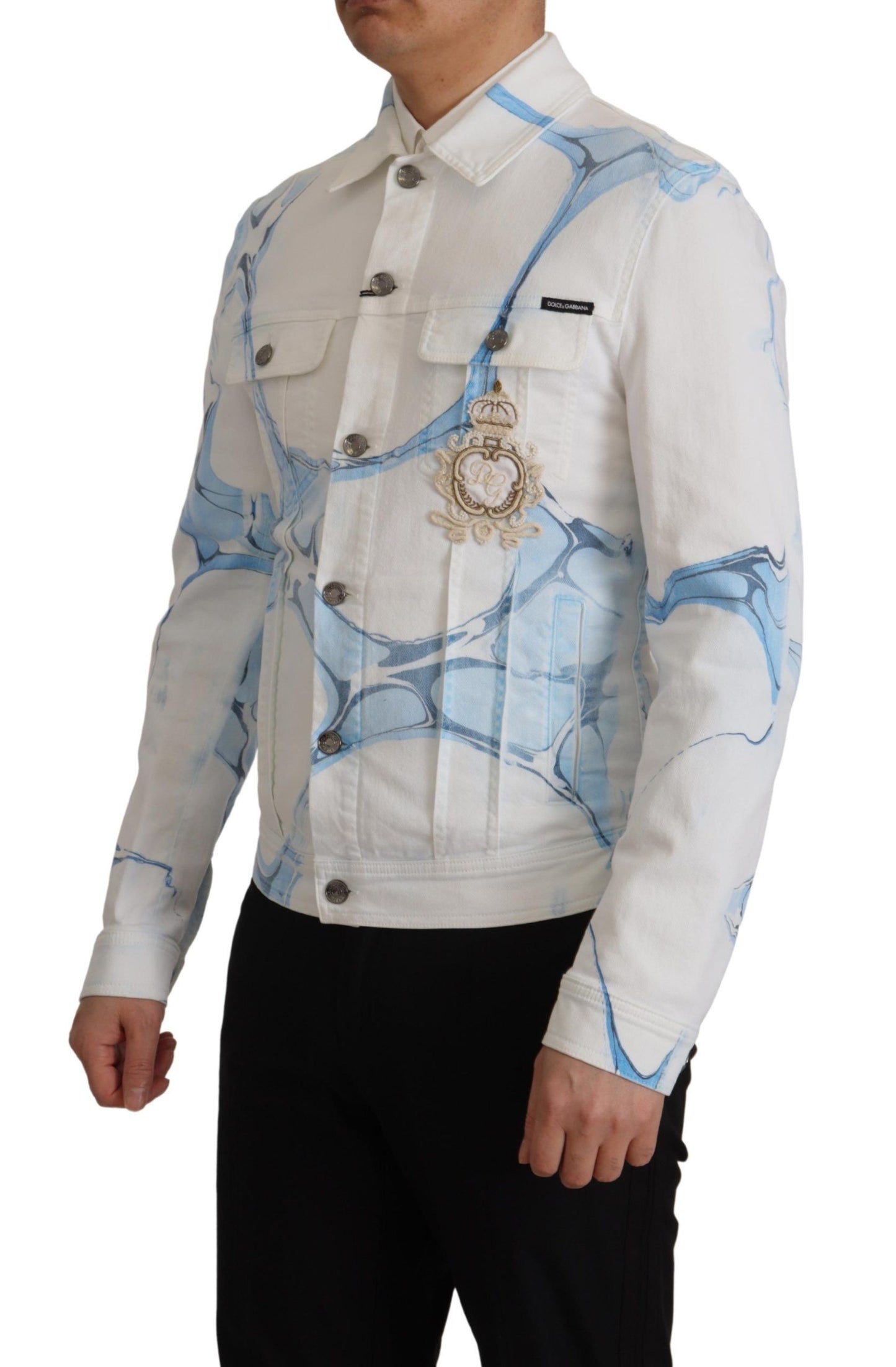 Dolce & Gabbana Chaqueta vaquera bordada con logo multicolor