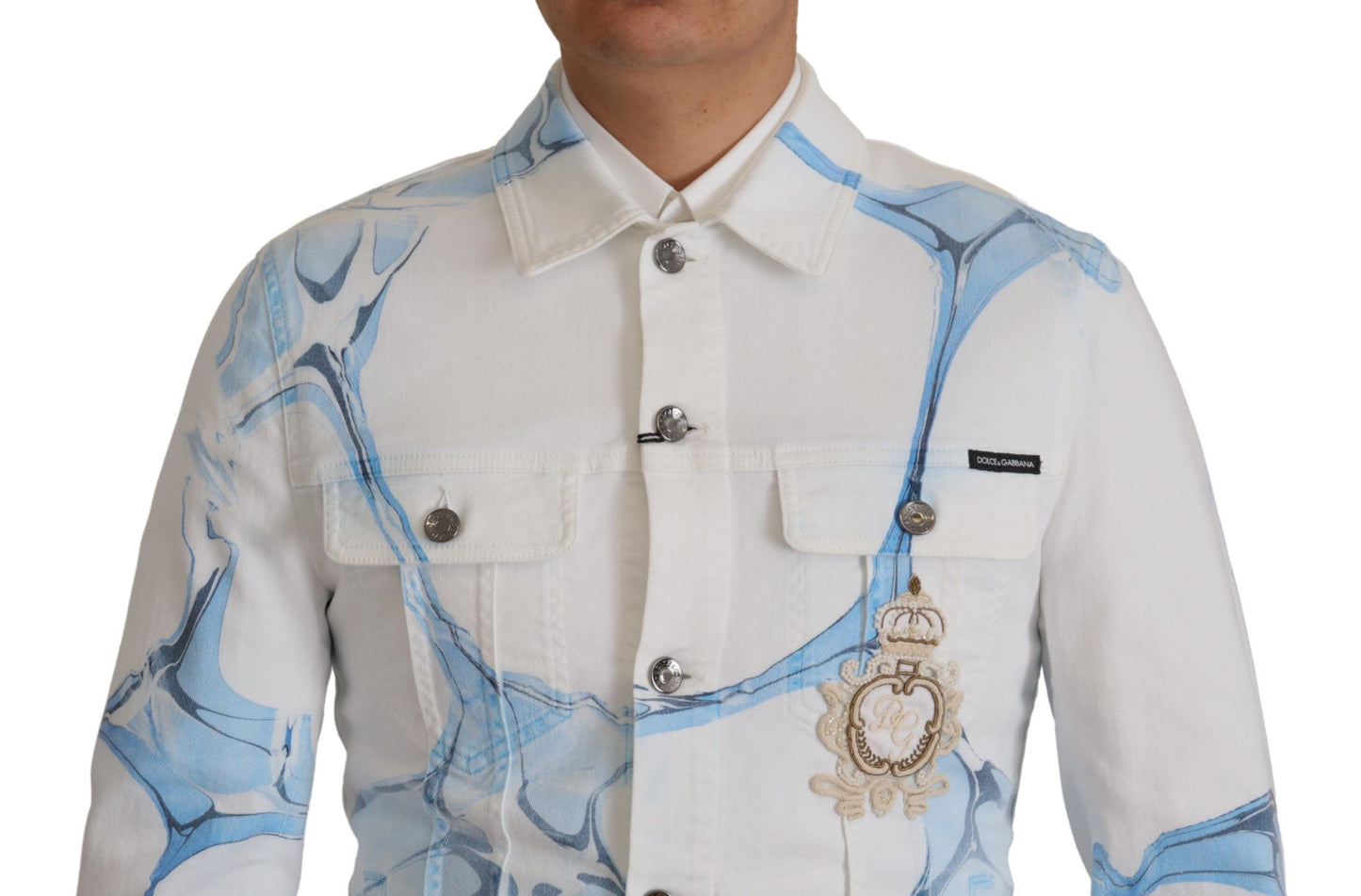 Dolce & Gabbana Chaqueta vaquera bordada con logo multicolor