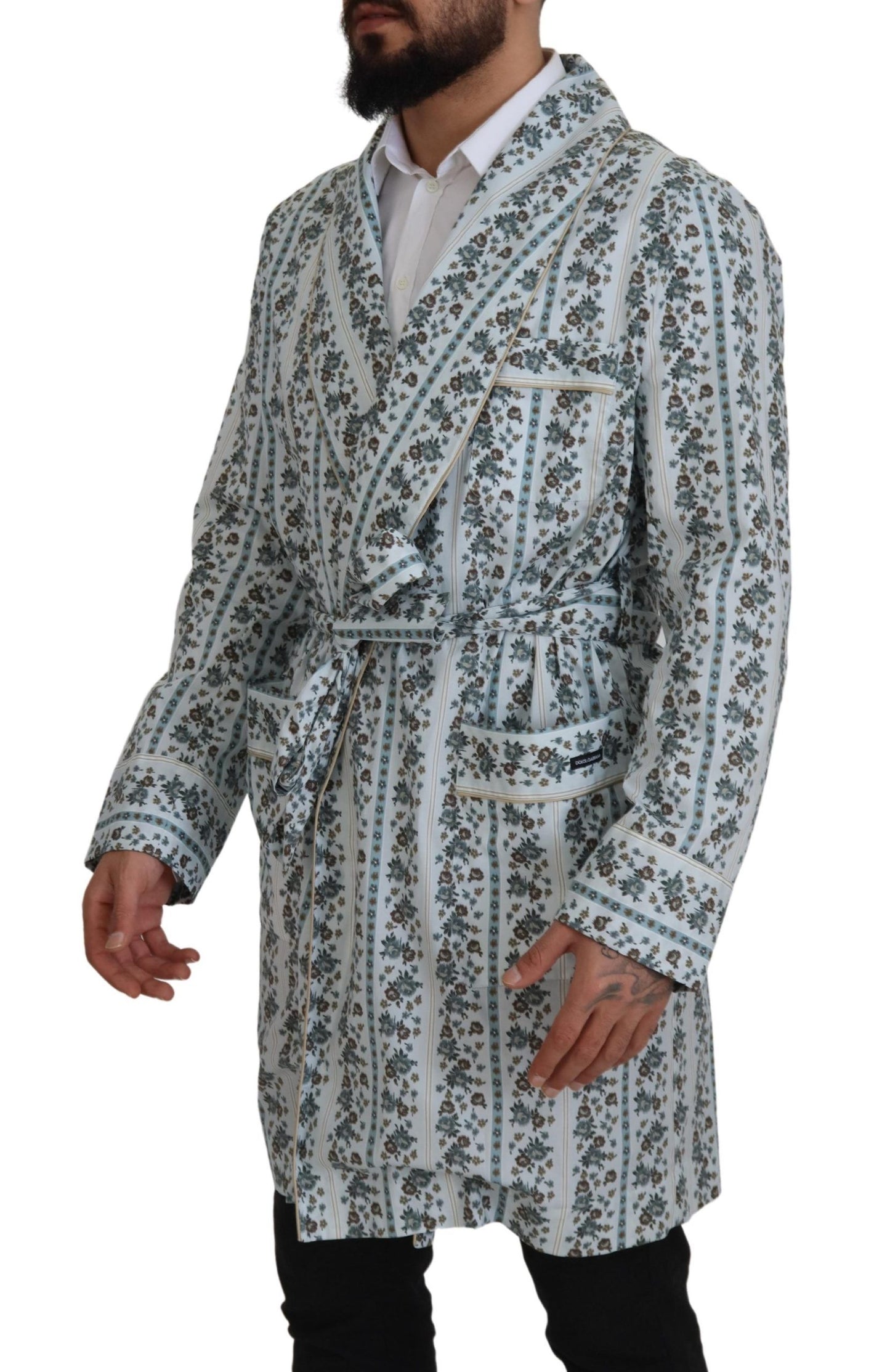 Dolce & Gabbana Elegante vestido tipo chaqueta de algodón floral