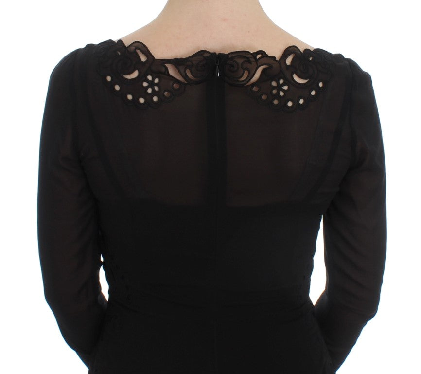 Dolce & Gabbana Elegante vestido tubo de encaje floral negro