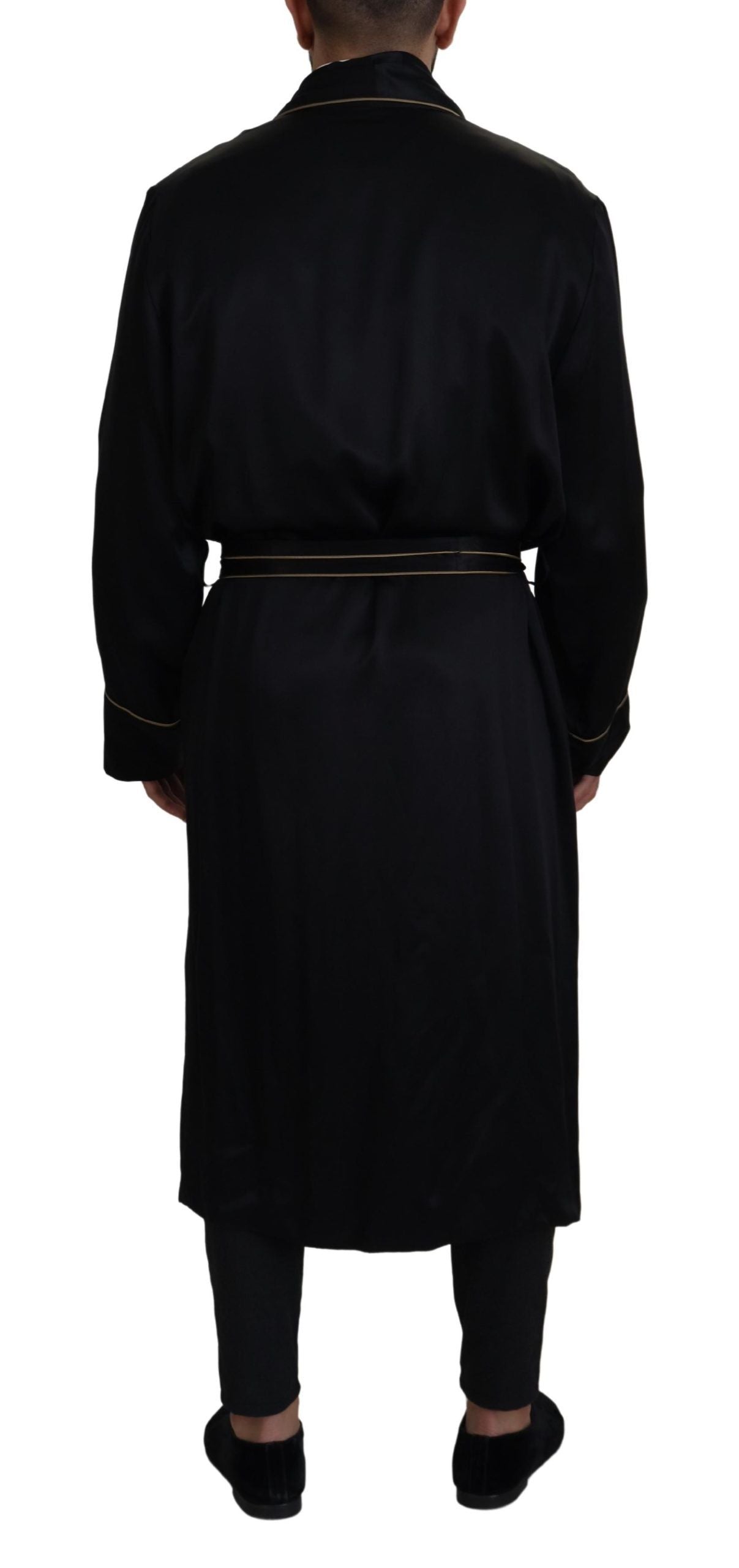 Dolce & Gabbana Elegante abrigo largo de seda negro
