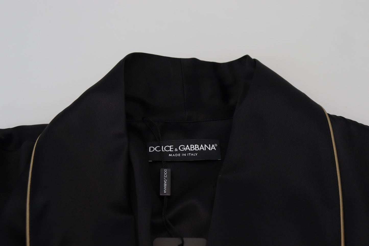 Dolce & Gabbana Elegante abrigo largo de seda negro