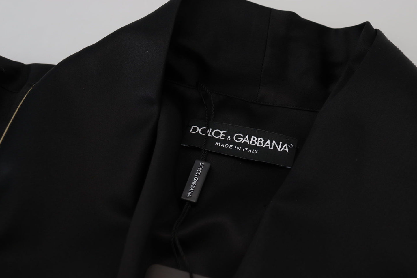 Dolce & Gabbana Elegante abrigo largo de seda negro