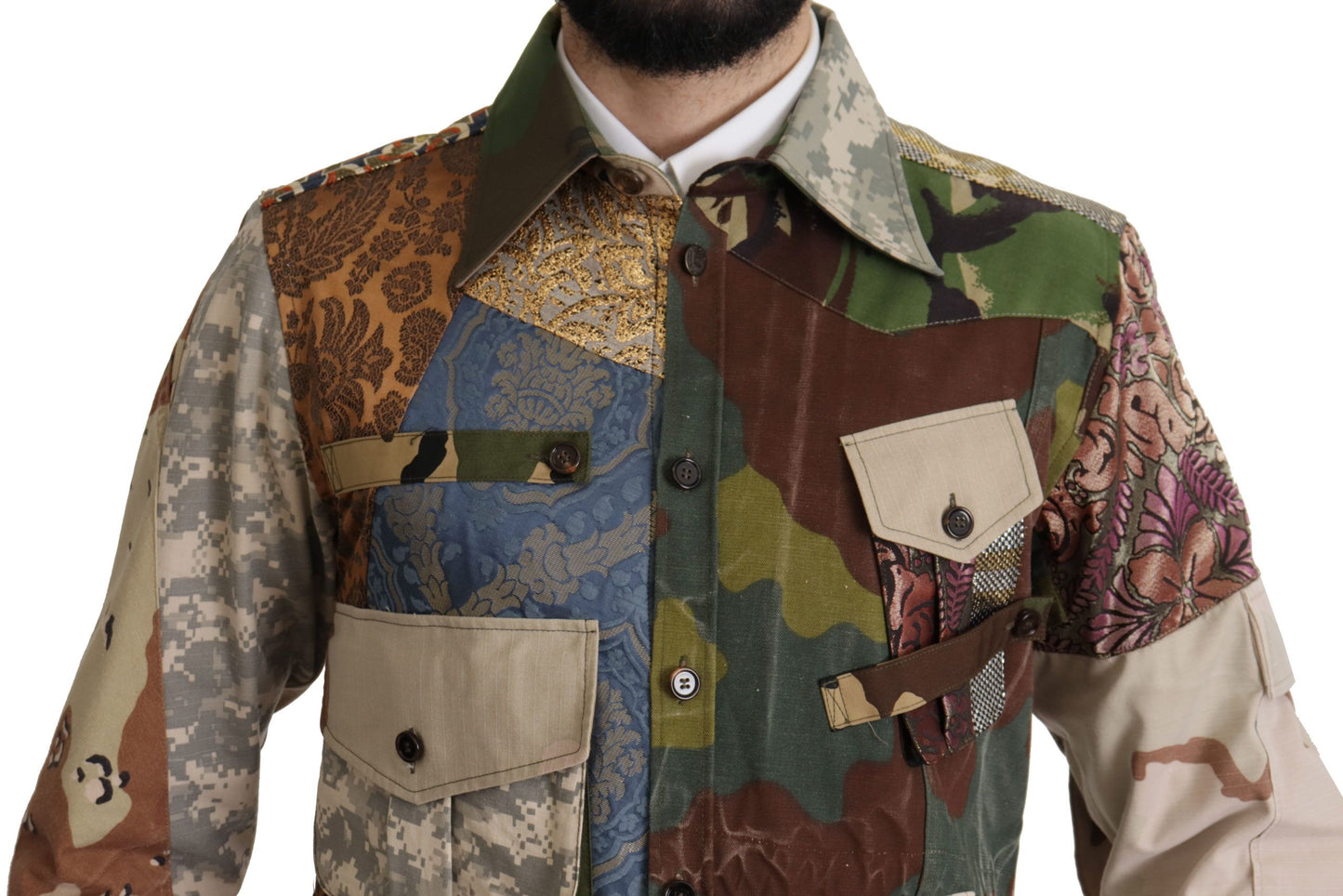 Dolce & Gabbana Camisa casual de camuflaje con patchwork