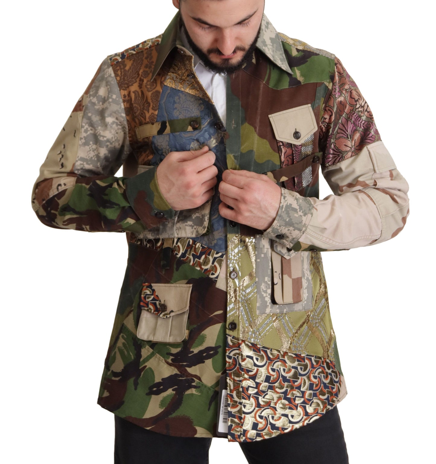 Dolce & Gabbana Camisa casual de camuflaje con patchwork