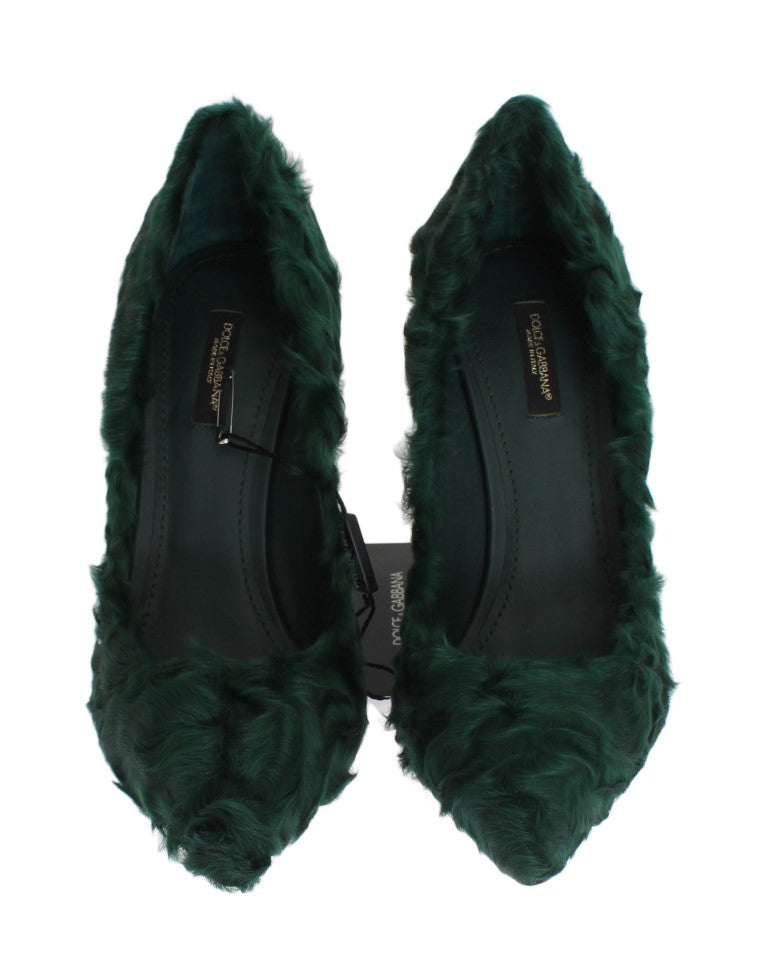 Dolce & Gabbana Elegantes zapatos de tacón de piel de piel Xiangao verde