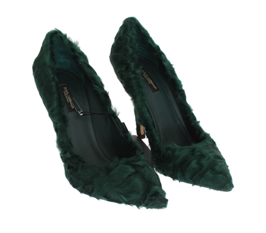 Dolce & Gabbana Elegantes zapatos de tacón de piel de piel Xiangao verde