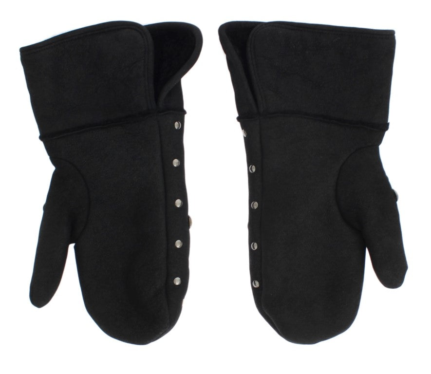 Dolce & Gabbana Elegantes guantes de lana grises con tachuelas