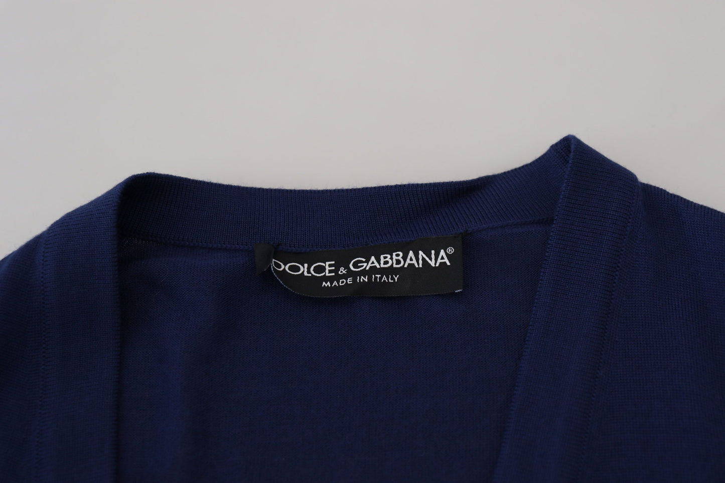 Dolce & Gabbana Elegante cárdigan azul de lana virgen