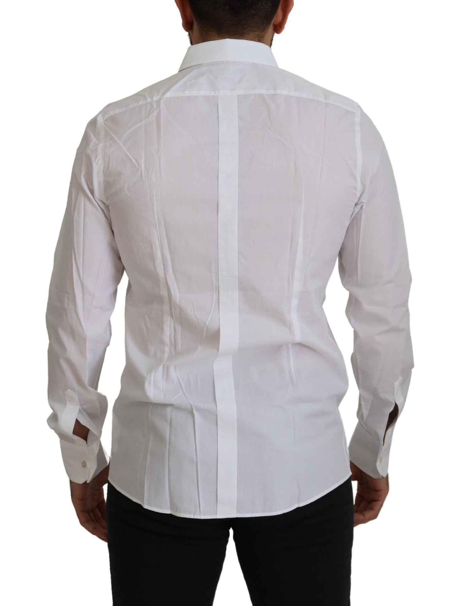 Dolce & Gabbana Elegante camisa de vestir blanca con plumas de pavo real