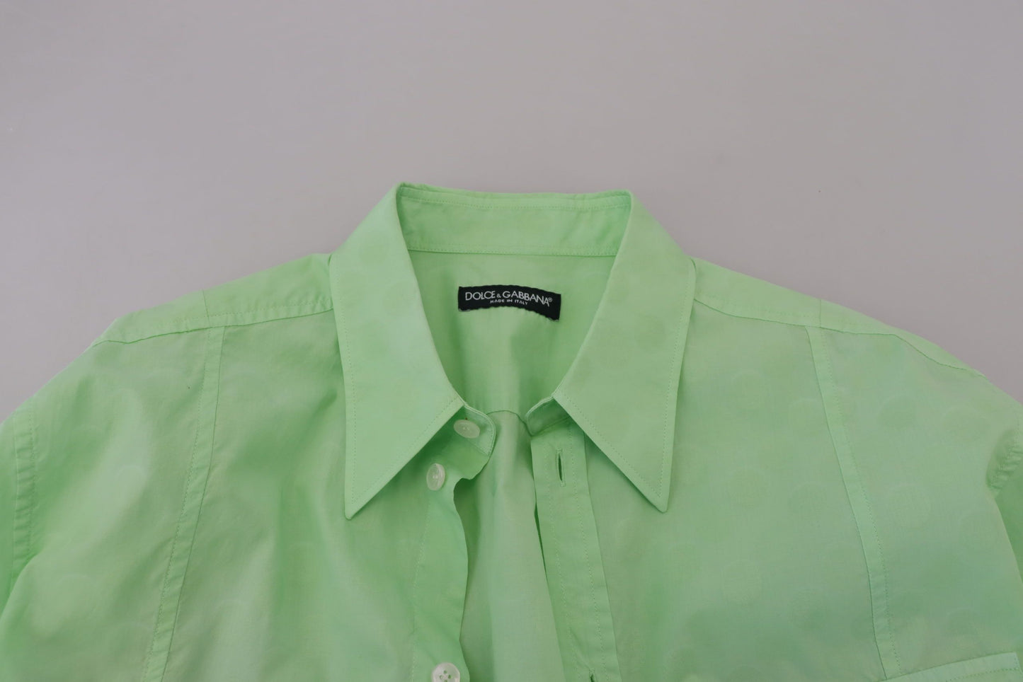 Dolce & Gabbana Camisa casual con botones en verde menta y corte slim