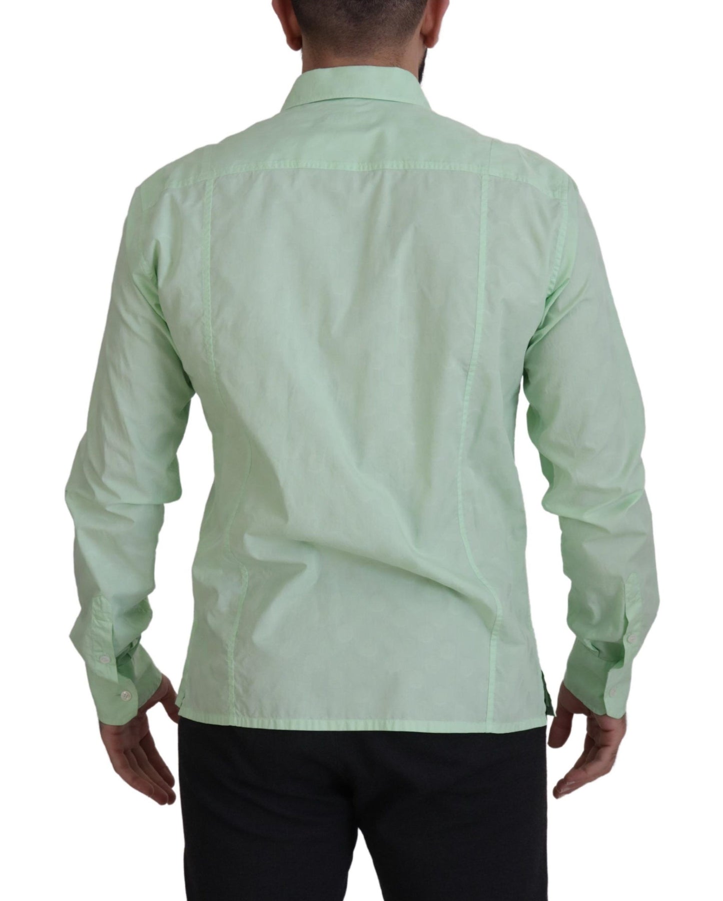 Dolce & Gabbana Camisa casual con botones en verde menta y corte slim
