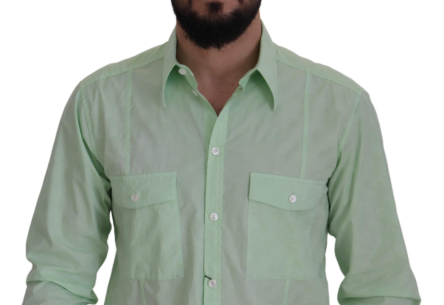Dolce & Gabbana Camisa casual con botones en verde menta y corte slim