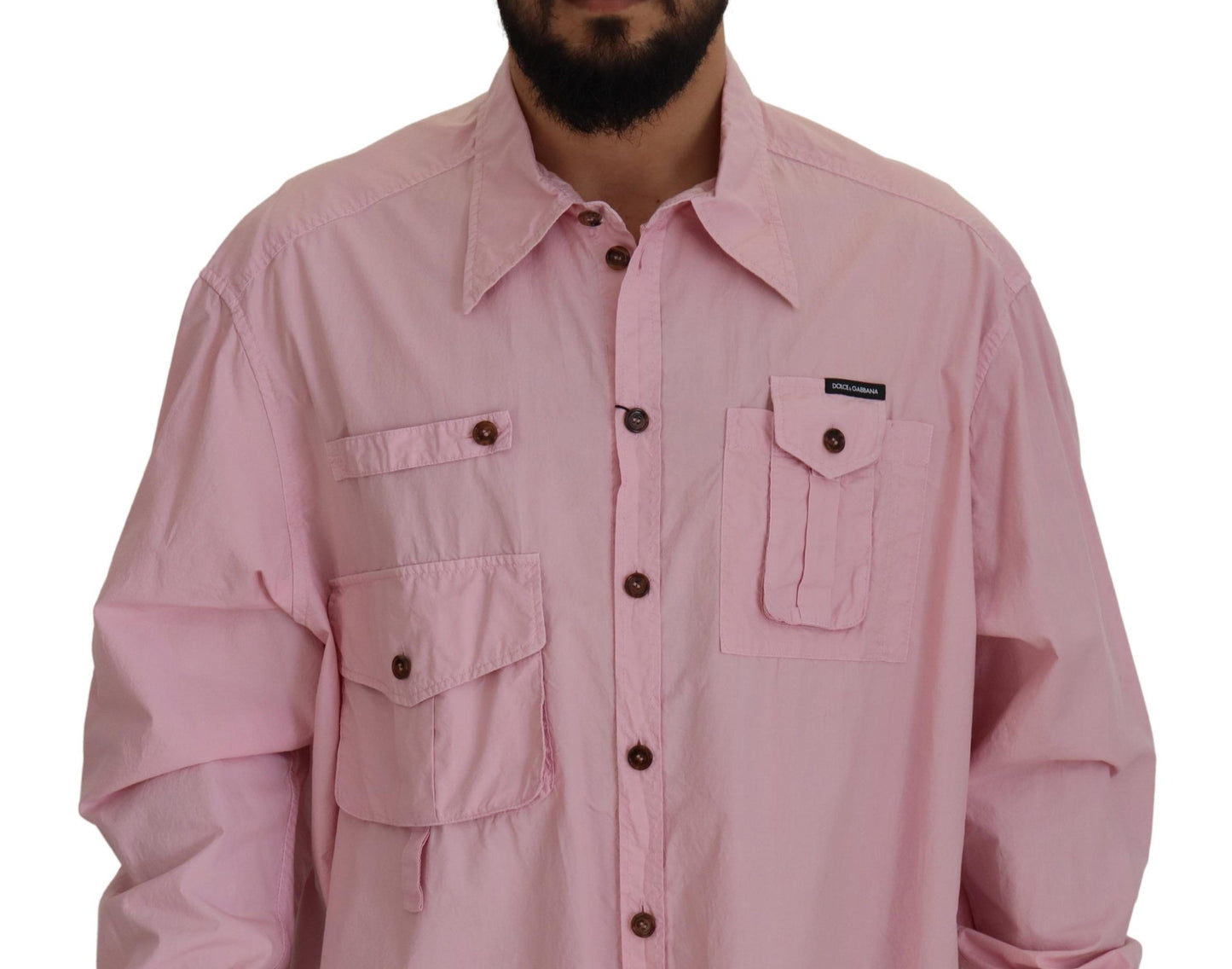Dolce & Gabbana Camisa Casual De Algodón Rosa Elegante