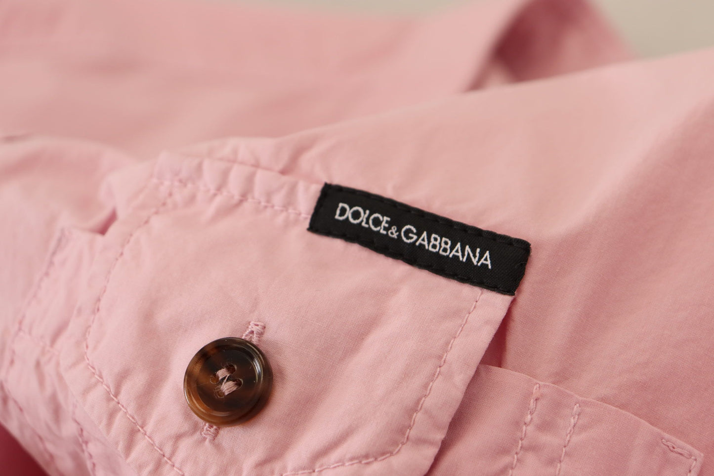 Dolce & Gabbana Camisa Casual De Algodón Rosa Elegante