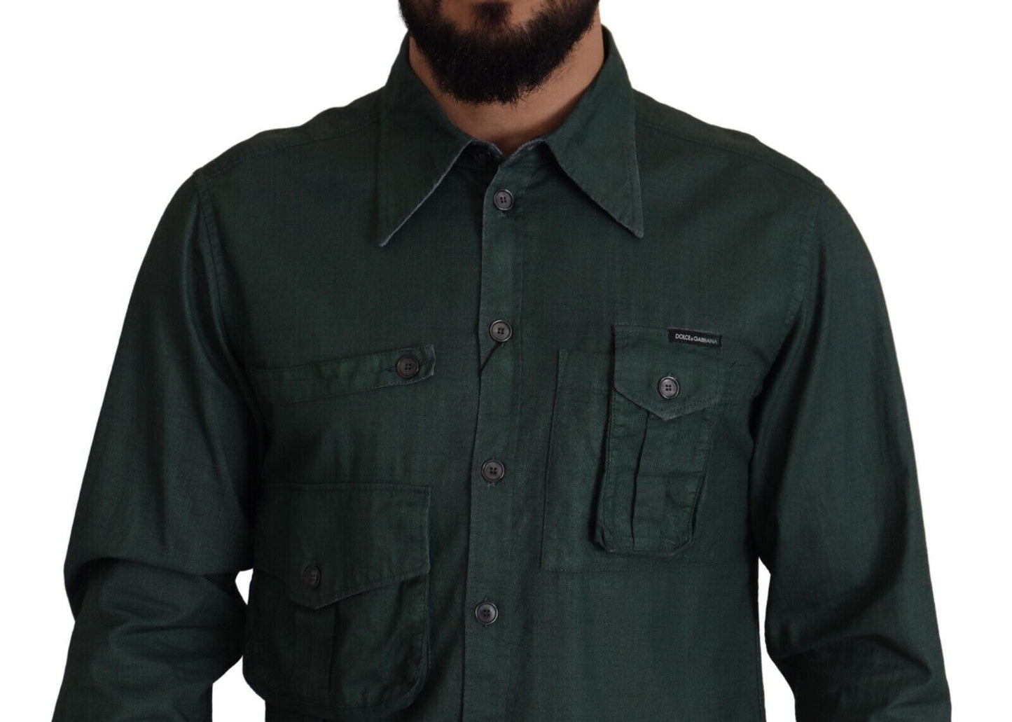 Dolce & Gabbana Camisa informal de corte slim Emerald Elegance