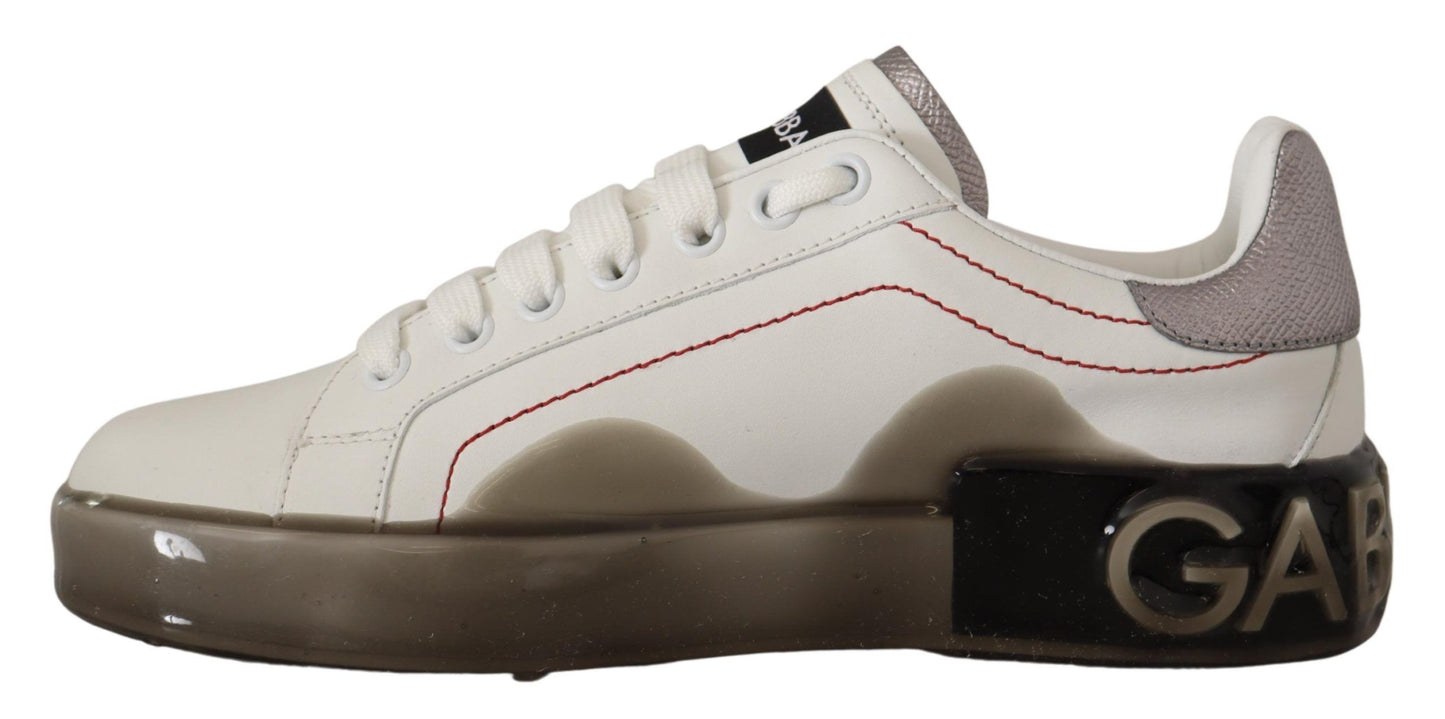 Dolce & Gabbana Elegantes zapatillas deportivas de cuero blanco