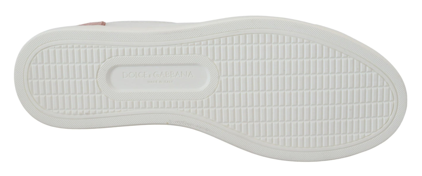 Dolce & Gabbana Zapatillas bajas elegantes de cuero blanco rosa