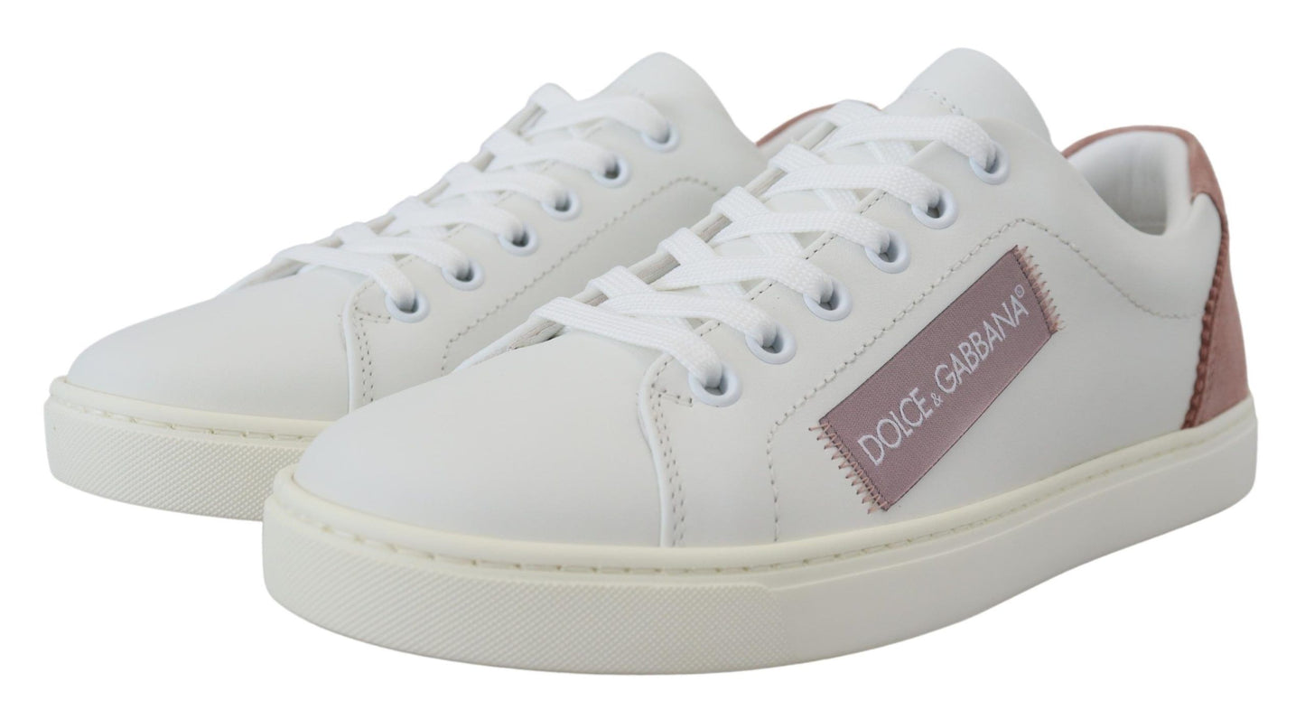 Dolce & Gabbana Zapatillas bajas elegantes de cuero blanco rosa