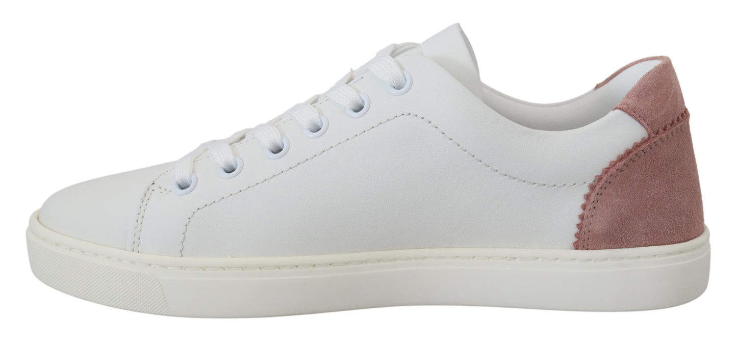 Dolce & Gabbana Zapatillas bajas elegantes de cuero blanco rosa